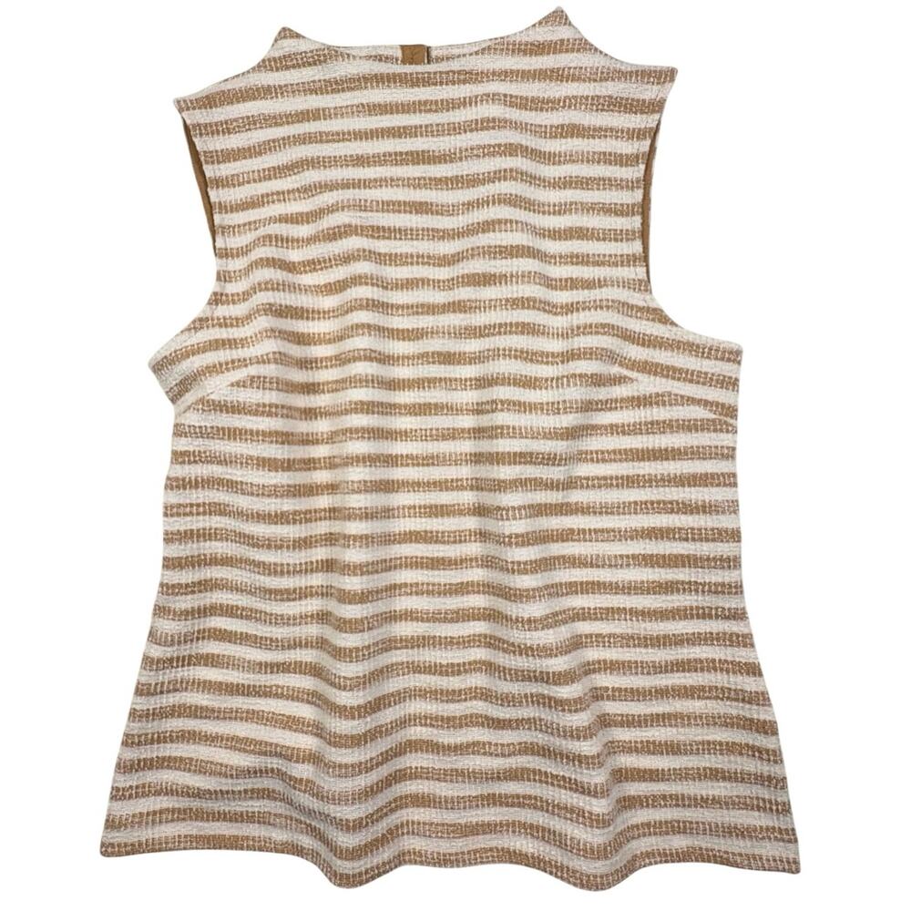 Talbots Back Button Textured Tank Top Women's M Tan Ivory NWT Coastal Nautical